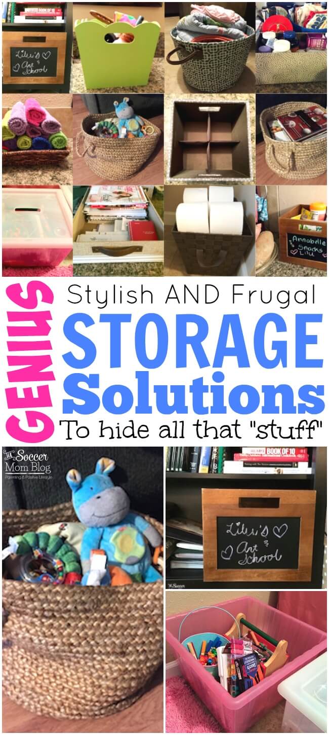 Sometimes I don't have time to spend hours cleaning & organizing, so these are my tricks to hide all that "stuff" in plain sight! Genius storage solutions for home, kitchen, bathroom, kids room, and more!