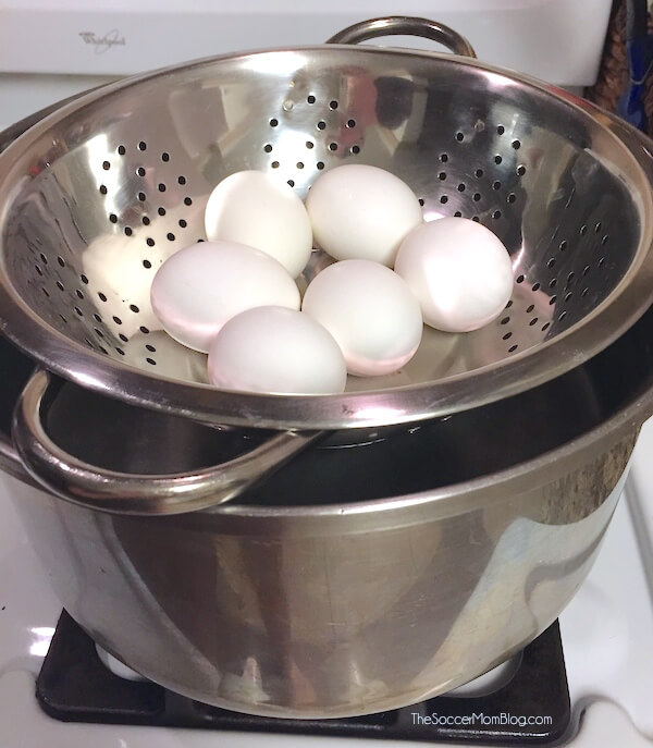steaming eggs on stovetop