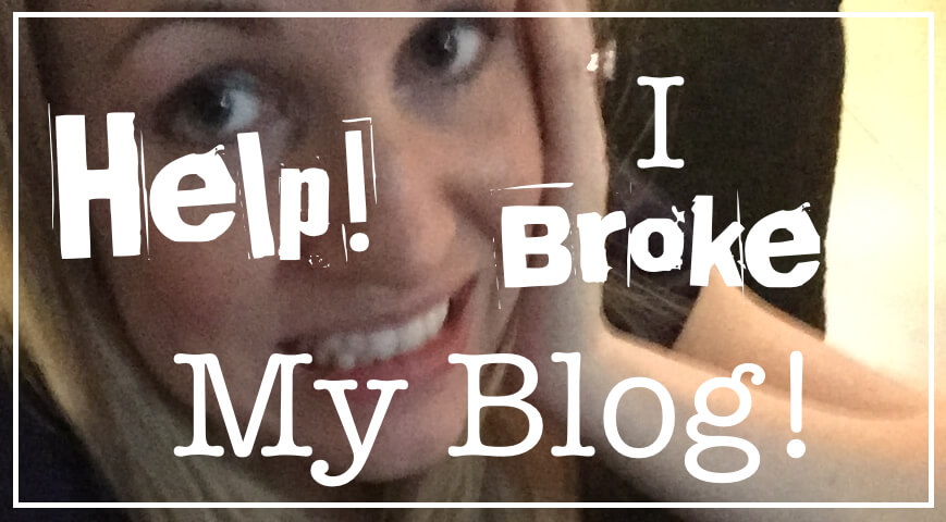 "Help I broke my blog" text overlay