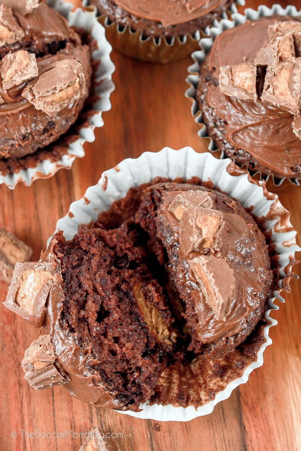 cupcakes with Reese's cups inside