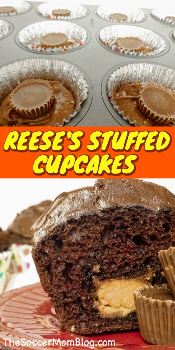 Reese's cupcakes filled with peanut butter cups