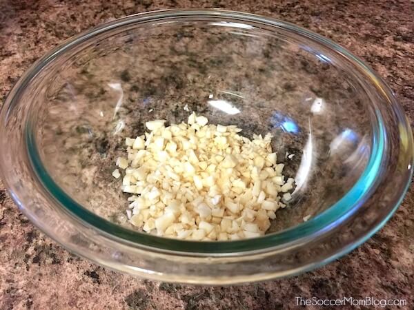 Diced garlic in bowl