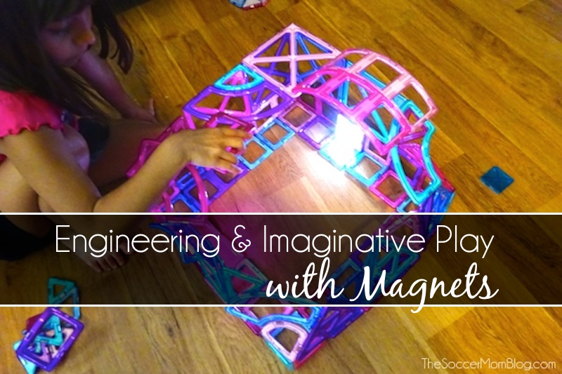 little girl playing with Magformers toy "Engineering & Imaginative Play with Magnets"