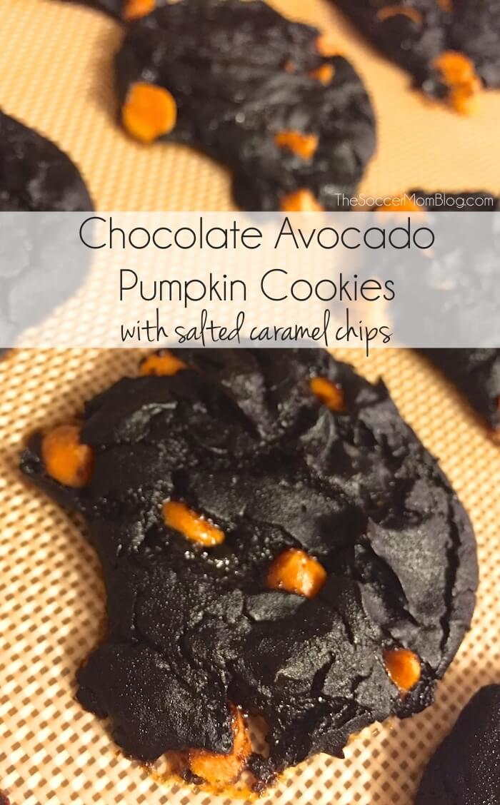 Wow, just wow. A magical mix of chocolate, caramel, pumpkin, spices...and avocado?! Flourless and packed with vitamins-- these Chocolate Avocado Pumpkin Cookies are a healthy dessert that's full of Fall flavors! Perfect for Halloween, Thanksgiving, or whenever!