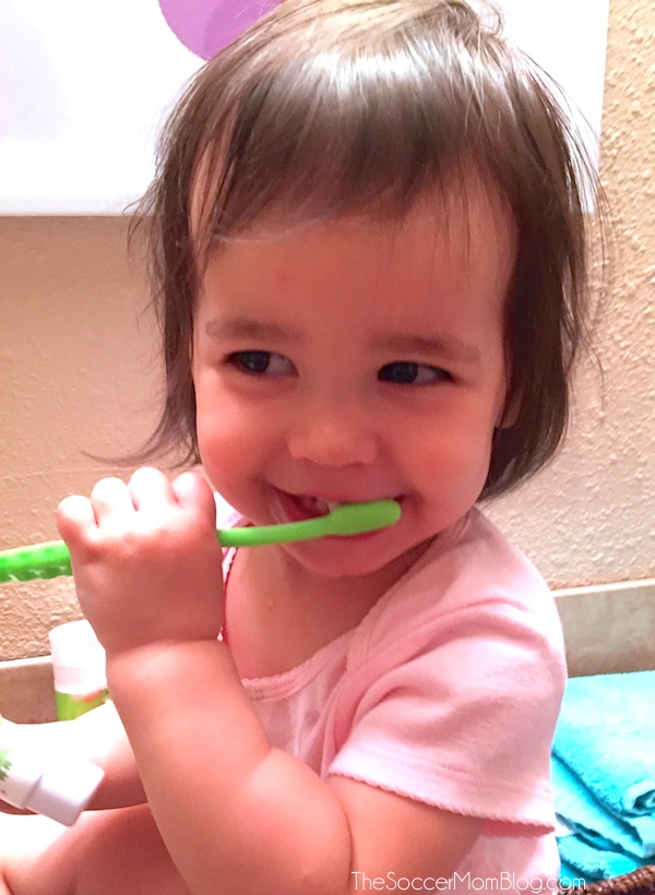 Three simple hacks to make brushing teeth fun. Your kids won't just cooperate, they will LOVE to brush their teeth! #NaturalGoodness ad