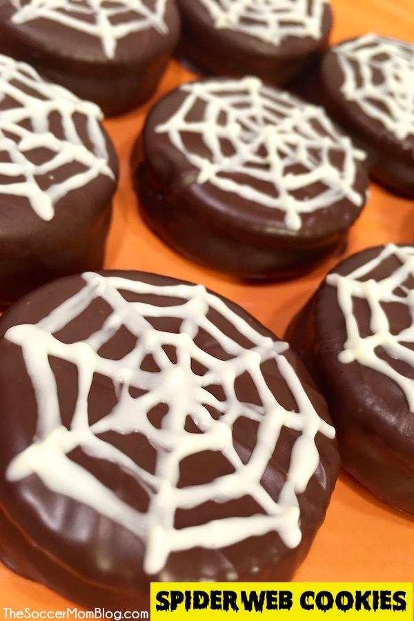 A holiday favorite with a Halloween twist: Chocolate Dipped Peanut Butter Crackers (aka Spiderweb Cookies) are incredibly easy & perfect to make with kids! Did I mention they combine two of my favorite things, chocolate and peanut butter?? #SpreadTheMagic [ad] - The Soccer Mom Blog