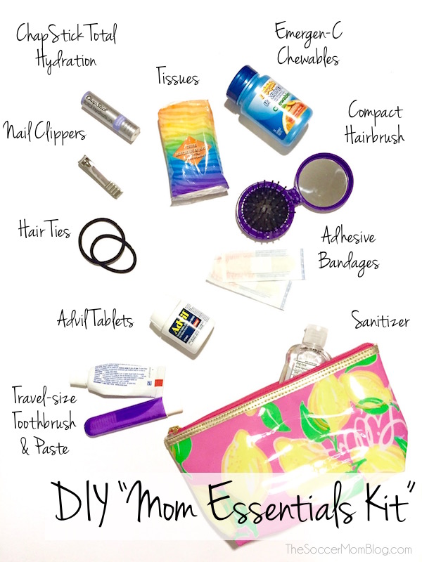 Switch purses and never worry about forgetting something! DIY your own "Mom Essentials Kit" w/these 10 purse essentials! #BeHealthyForEveryPartofLife (ad)