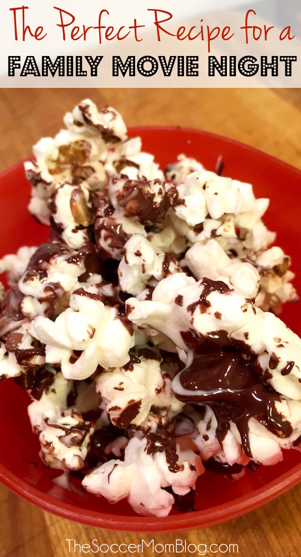 Double Chocolate Popcorn is the perfect EASY & delicious recipe for a family movie night!