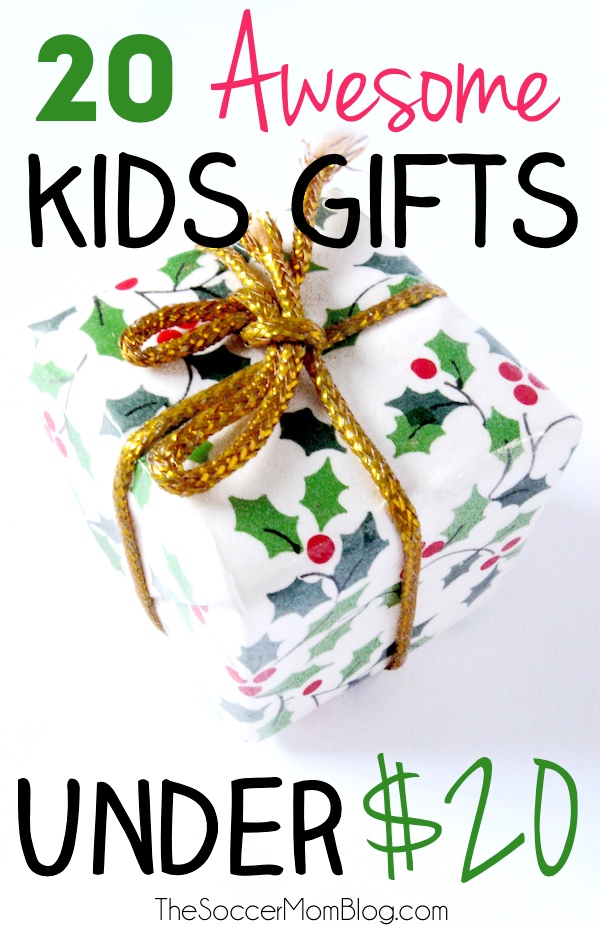 Some of our favorite toys and games have been surprisingly inexpensive! This is a list of 20 awesome kids gifts under 20 dollars for all ages! Christmas presents for children, gift ideas, kids activities, games, toys, books.