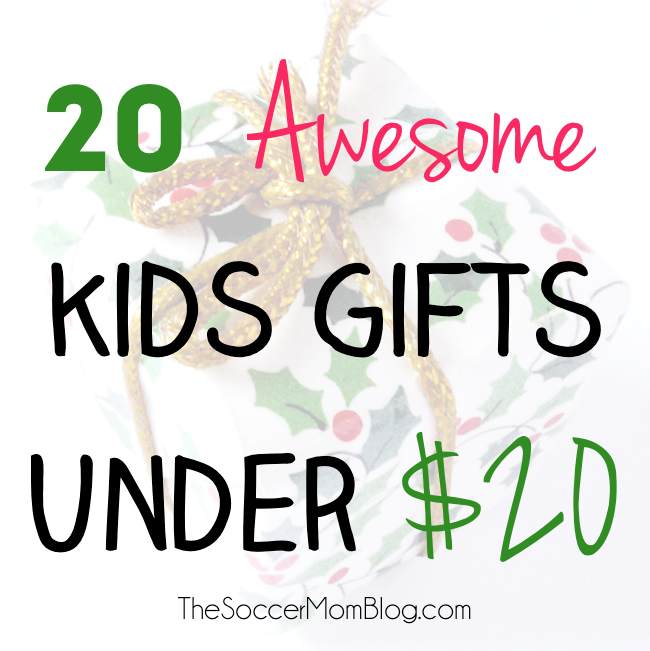 Some of our favorite toys and games have been surprisingly inexpensive! This is a list of 20 awesome kids gifts under 20 dollars for all ages! Christmas presents for children, gift ideas, kids activities, games, toys, books.