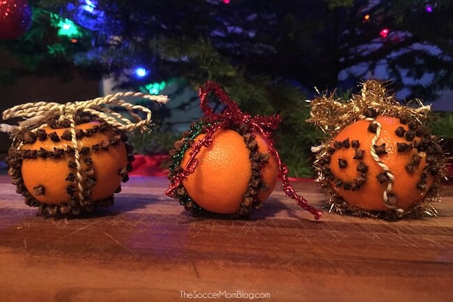 traditional orange pomade ornaments made with oranges and cloves