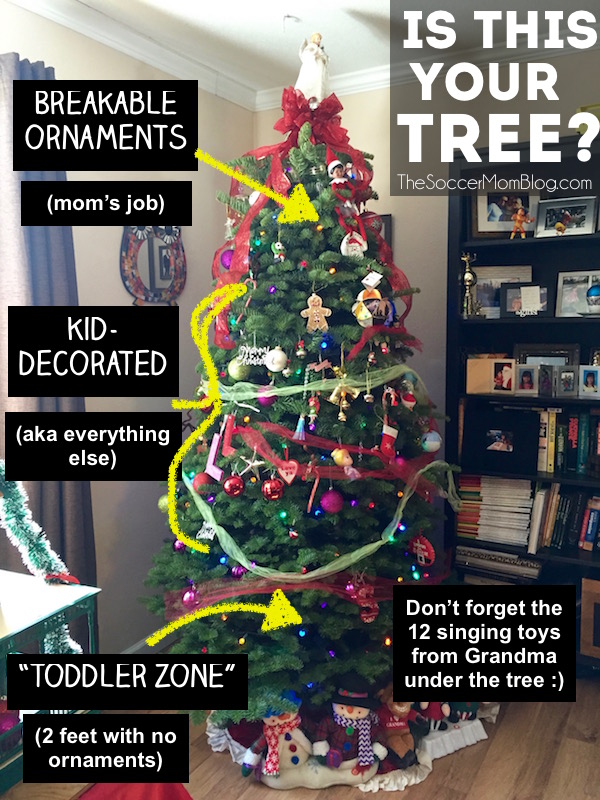 Helpful ideas to make decorating a Christmas tree with a toddler easier, safe, and FUN!