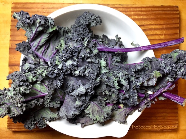 Forget paying $10/bag in a specialty store! Make your own super-healthy, delicious, and GORGEOUS baked purple kale chips at home with this simple recipe!