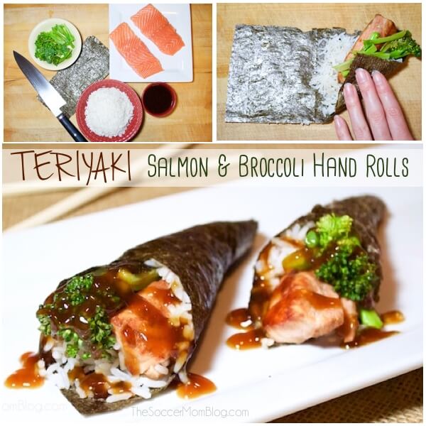 A fun spin on sushi that you can make at home! Teriyaki Salmon Hand Rolls are a simple, healthy seafood recipe that everyone in the family will love!