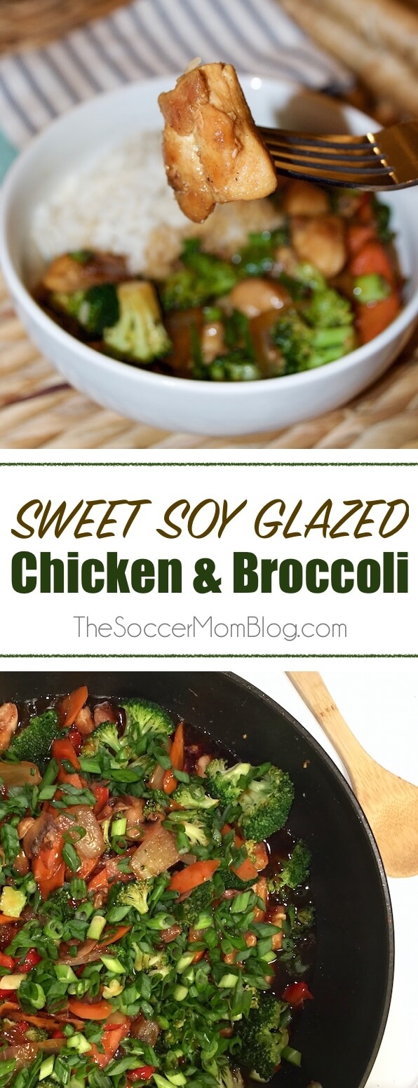 The perfect weeknight dinner! This sweet soy glazed chicken and broccoli recipe is easy, fresh, and delicious. It is sure to be an instant favorite!