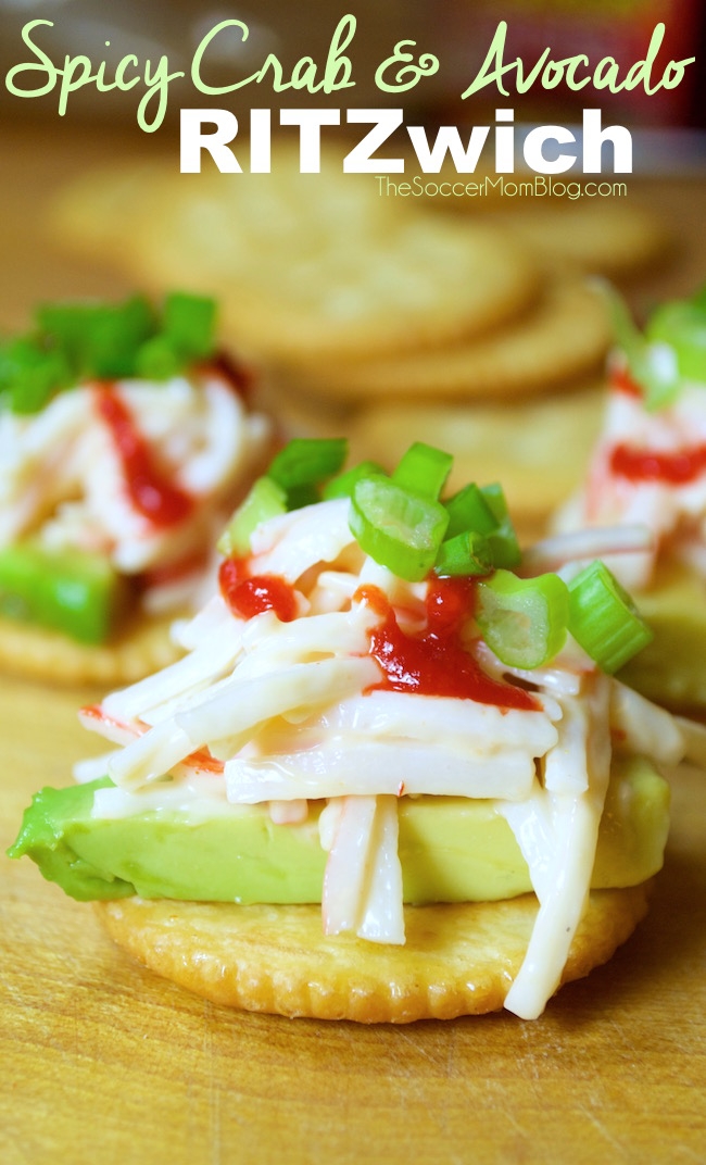 It's not a party without RITZ Crackers! These 3 amazingly easy RITZ Cracker recipes will be the hit of your next event, and they take only minutes to make! Cream Cheese & Mango RITZwiches, Spicy Crab & Avocado RITZwiches, & Quesadilla Fresca RITZwiches
