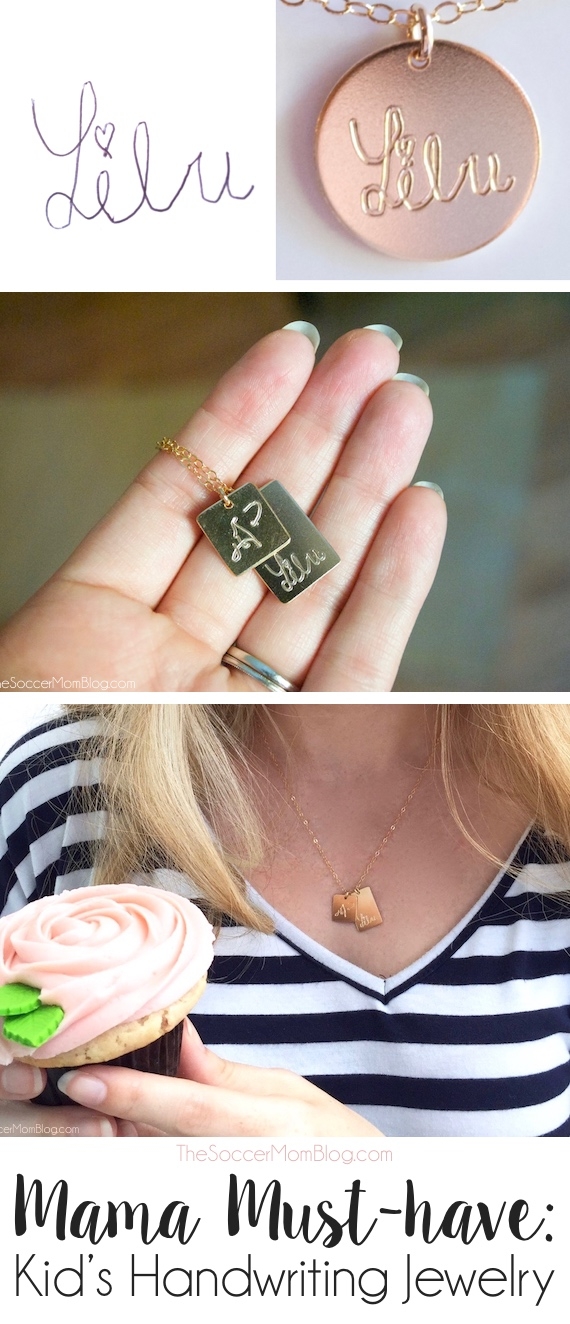 Absolutely stunning!! This gorgeous 14K gold handwriting necklace is personalized with your child's own signature -- a must-have for stylish moms! I got one for each of my daughters' grandmothers for Mother's Day