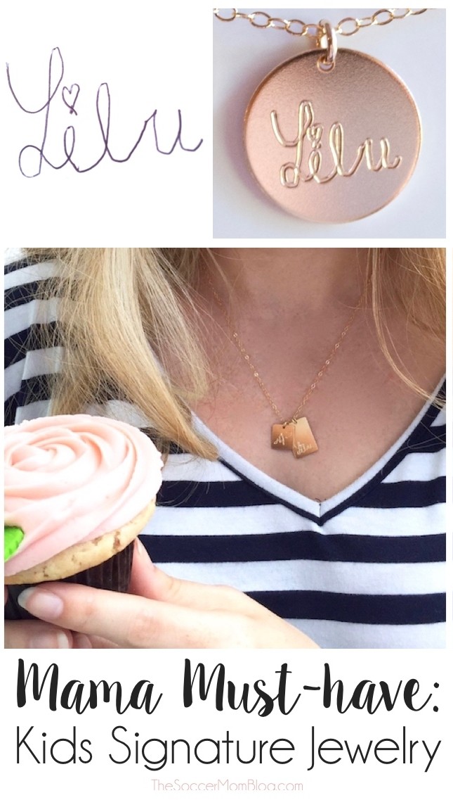 Absolutely stunning!! This gorgeous 14K gold handwriting necklace is personalized with your child's own signature -- a must-have for stylish moms! I got one for each of my daughters' grandmothers for Mother's Day