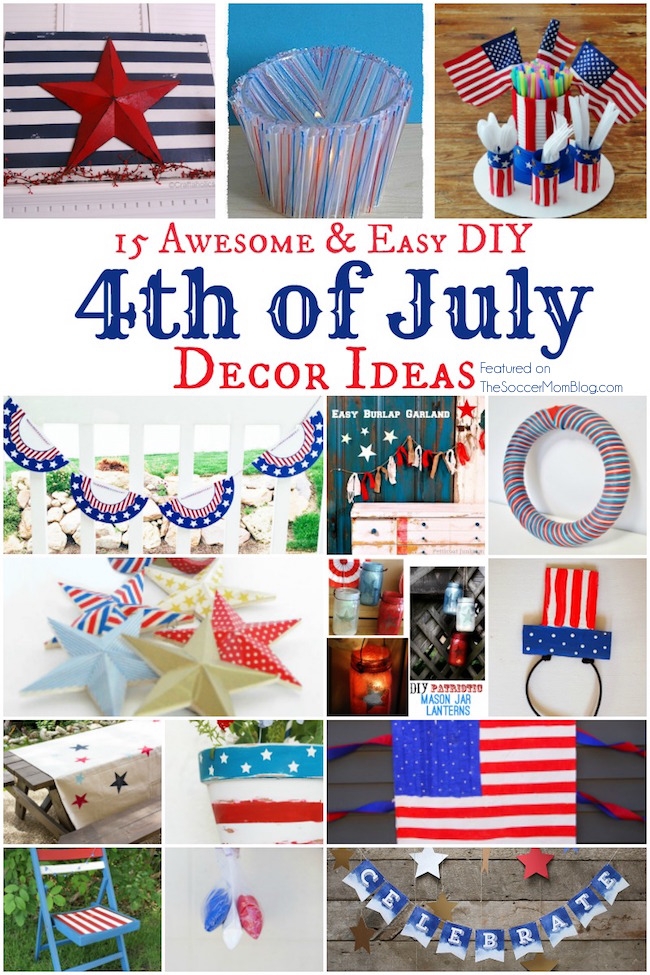 You are going to LOVE these awesomely EASY 4th of July party decor ideas! One, because they are gorgeous...and two, because they are easy-peasy! Fun and festive red white and blue crafts perfect for Memorial Day too!