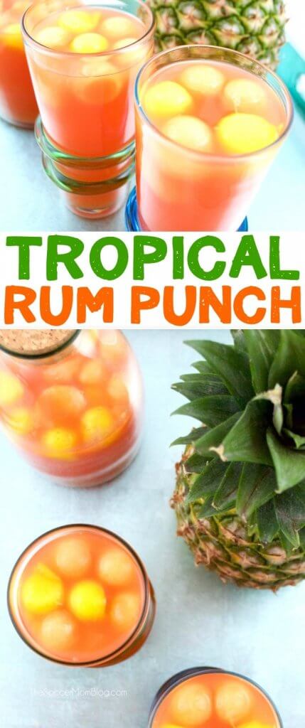 An easy and fruity Tropical Rum Punch that never gets watered down - thanks to our fresh fruit "ice."
