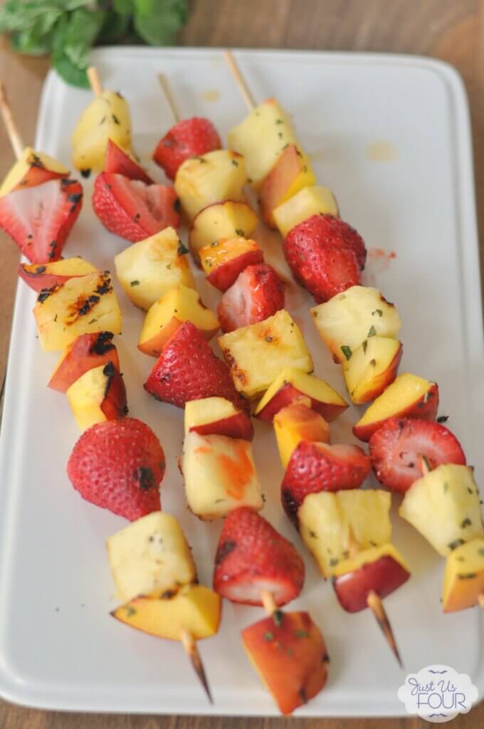 fruit on a stick to cook on the grill