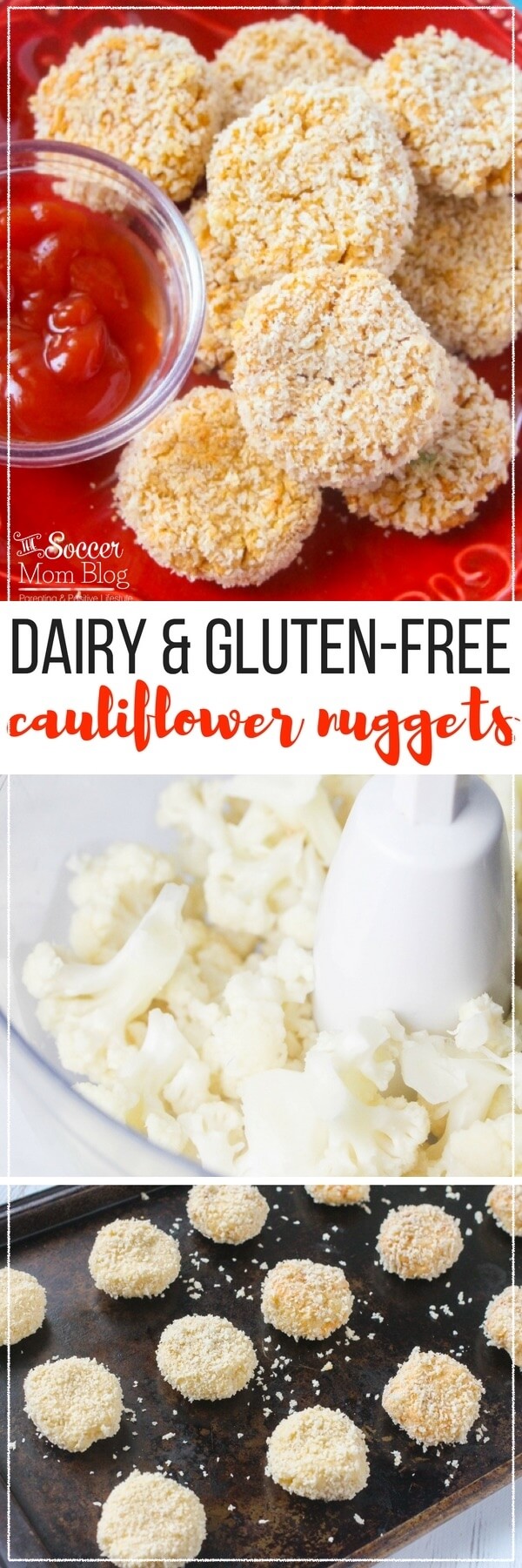 Healthy Cauliflower Nuggets are a sneaky way to get kids to eat more vegetables! Gluten free & dairy free, with that golden crispy texture you'll ALL love!