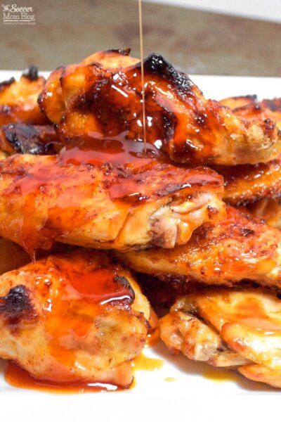 a pile of sticky sweet honey chipotle chicken wings