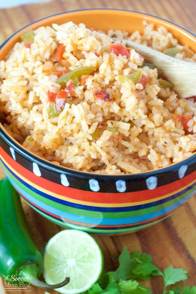 large bowl of Spanish rice