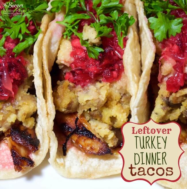 Forget a boring old sandwich! These Leftover Turkey Dinner Tacos are ready in minutes, packed with bold flavor, and a lighter alternative to bread!