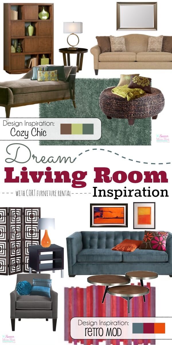 Two dream living room style sheets to inspire you! Whether you're moving, redecorating, or upgrading your home, how furniture rental can make life easier.