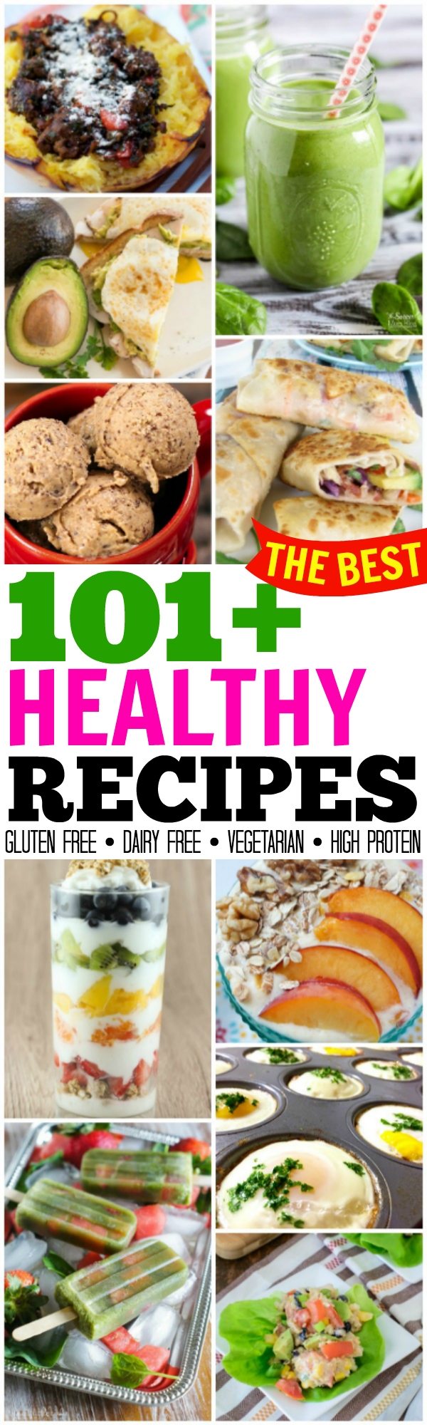 TONS of amazing options in this collection of 101+ Healthy Recipes to feel better and lose weight! Gluten free, dairy free, high protein, vegetarian & more!