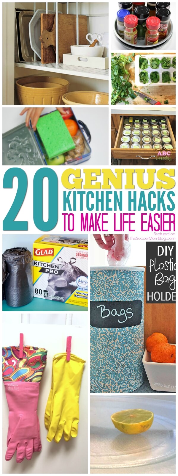 Save time, tackle clutter, and make life a little bit easier with these genius kitchen hacks from top home bloggers! Storage, organization, cleaning & more!