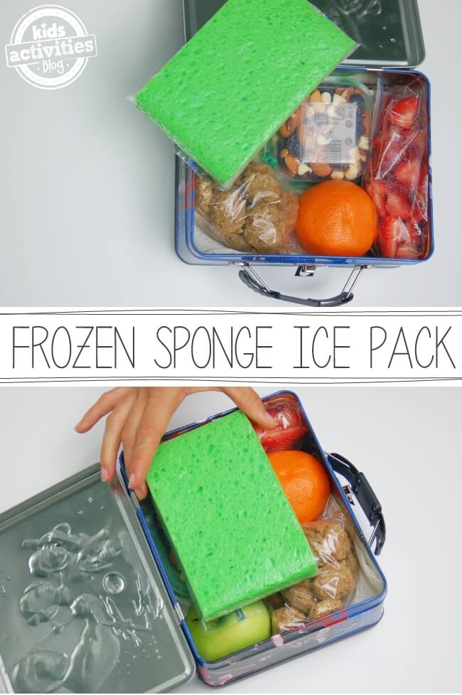 using a frozen sponge as an ice pack