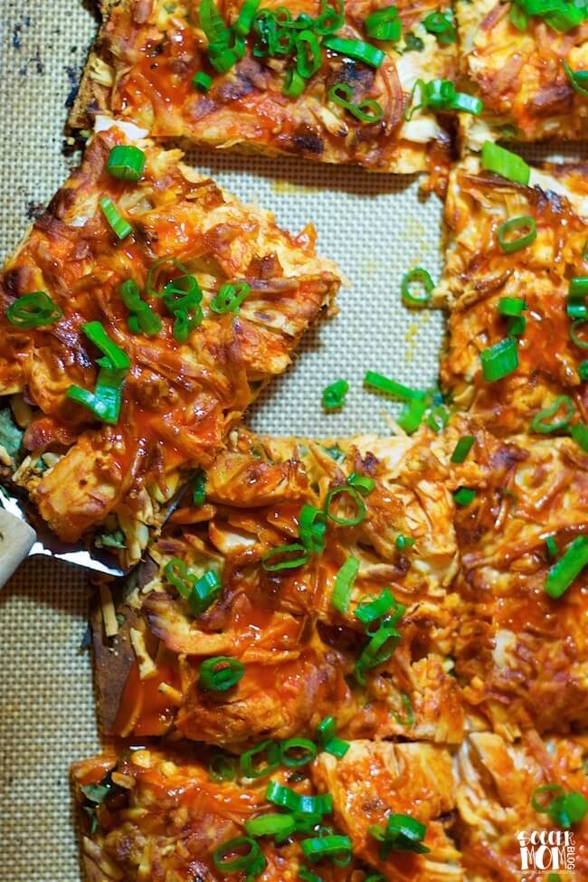 A new twist on our most popular recipe EVER, Buffalo Chicken Pizza with Sweet Potato Crust is healthy, spicy, & totally satisfying! gluten free & dairy free