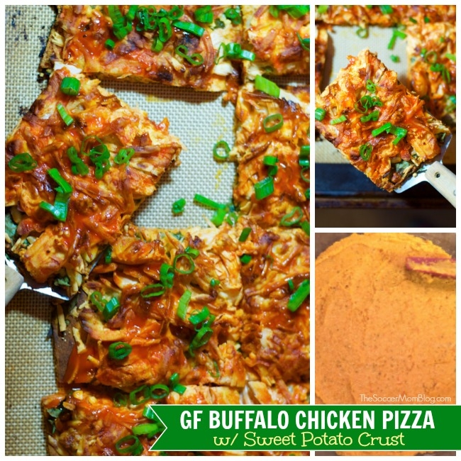A new twist on our most popular recipe EVER, Buffalo Chicken Pizza with Sweet Potato Crust is healthy, spicy, & totally satisfying! gluten free & dairy free