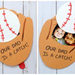 2 photo collage of a baseball glove pop up card for Father's Day