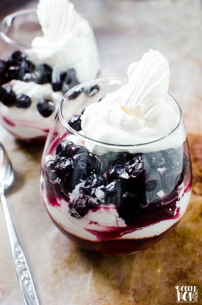 This light, yet luscious Cherry Berry Parfait is a fun & easy summer dessert. A gorgeous red, white, & blue layered treat perfect for a 4th of July party.