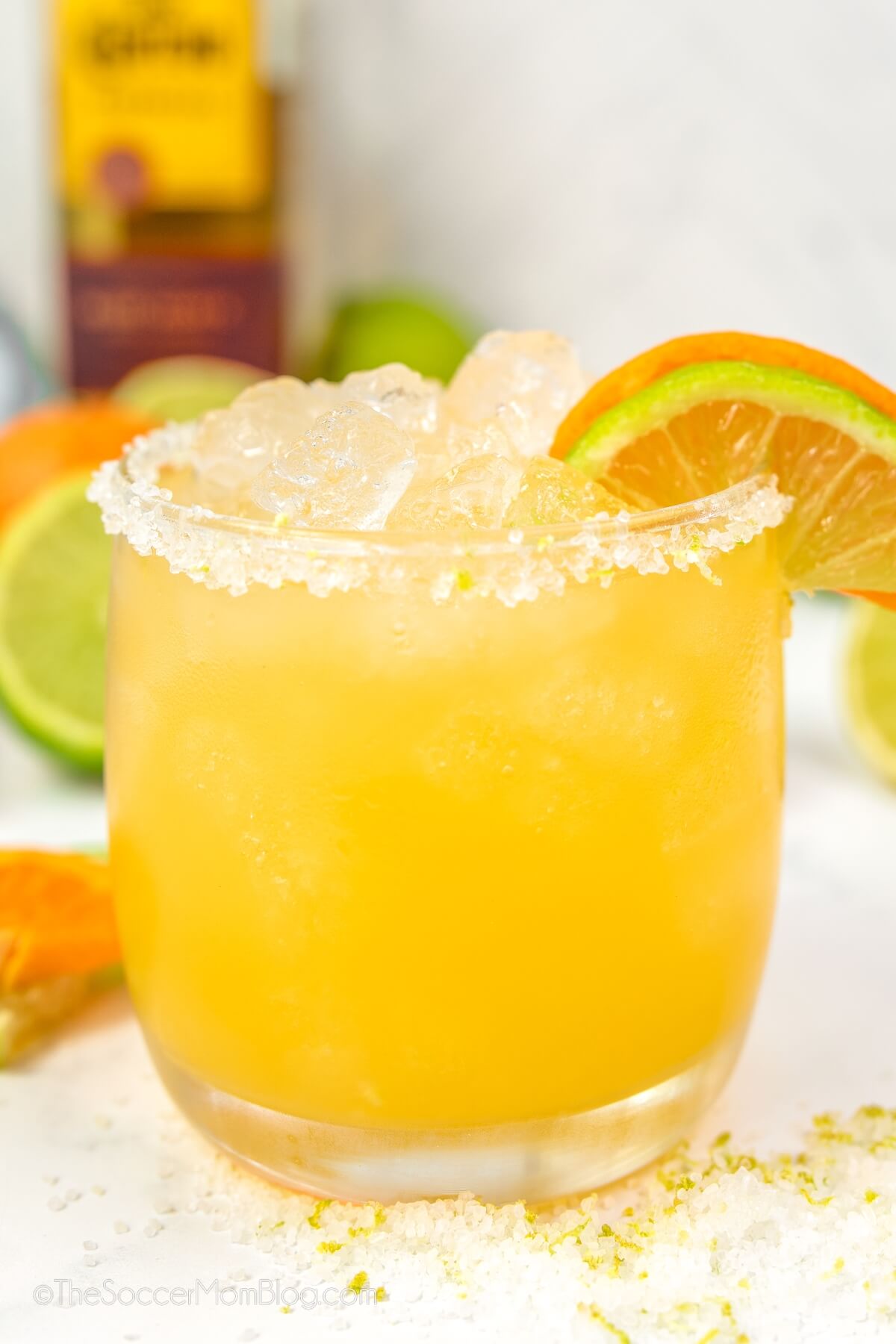 close up of a margarita made with fresh juice.