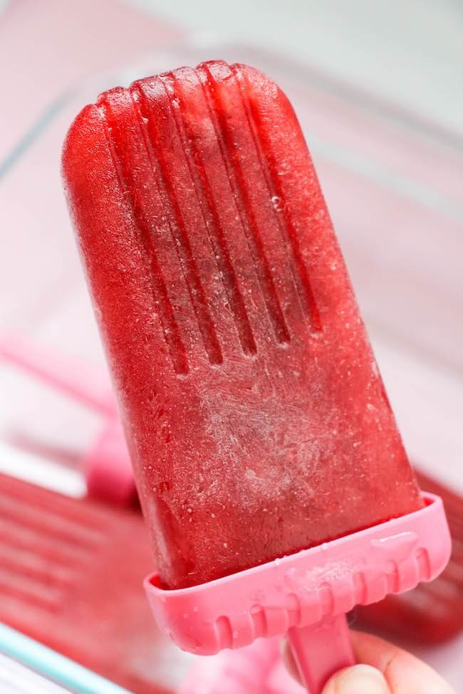 close up of a red wine popsicle