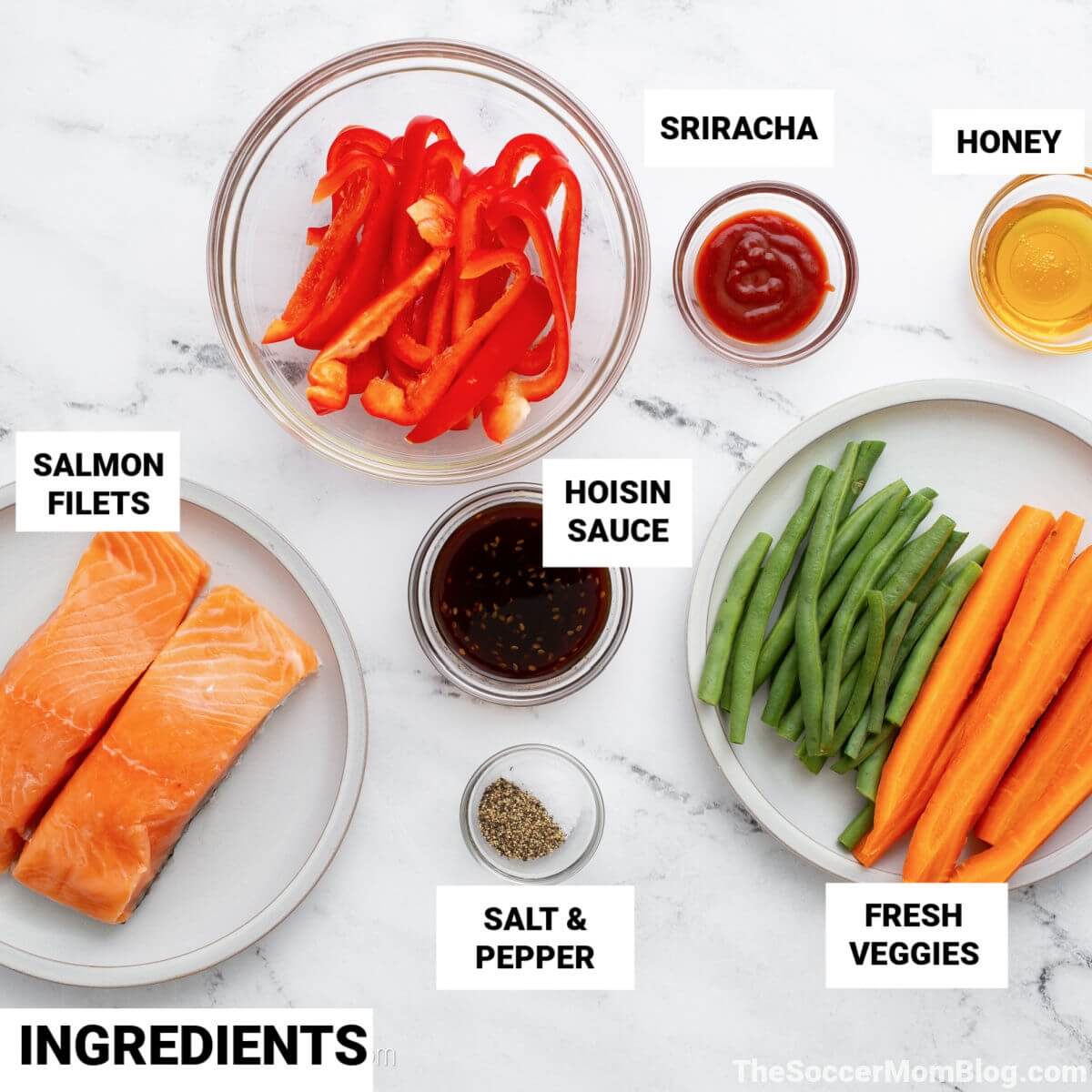 baked salmon ingredients, with text labels