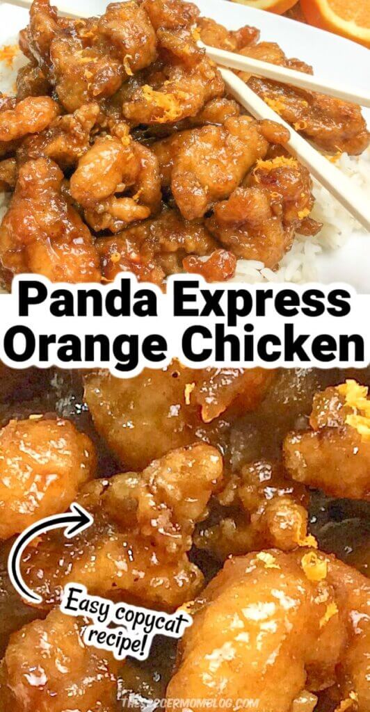2 photo collage of copycat Panda Express Orange Chicken