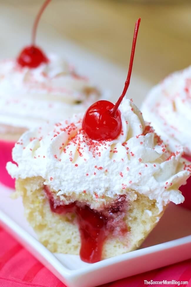 We took a cherry jelly donut and made it into a cupcake — it's downright delicious and almost too good to be true! Oh, and it's a gluten free dessert!