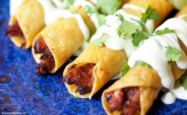 taquitos filled with bbq pork