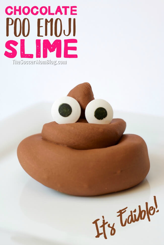 swirled chocolate homemade slime made to look like a poop emoji