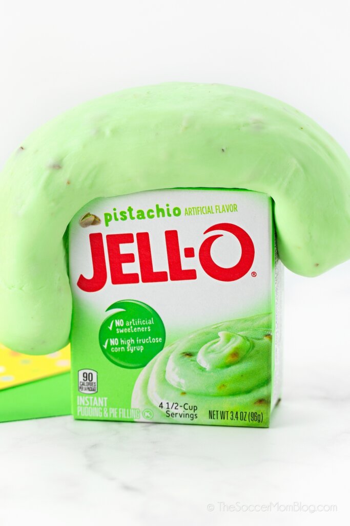 green pudding slime oozing off a Jello box