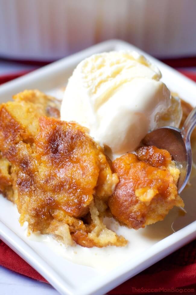 Warning: This melt-in-your-mouth pumpkin pie bread pudding recipe may just become your new favorite Thanksgiving dessert!