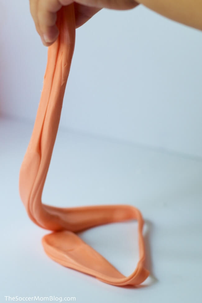 stretchy orange slime made from taffy