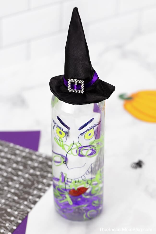 clear Halloween witch sensory bottle for kids