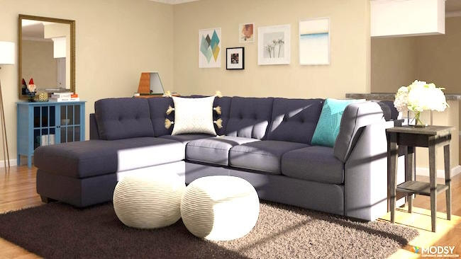 Modsy 3D living room design