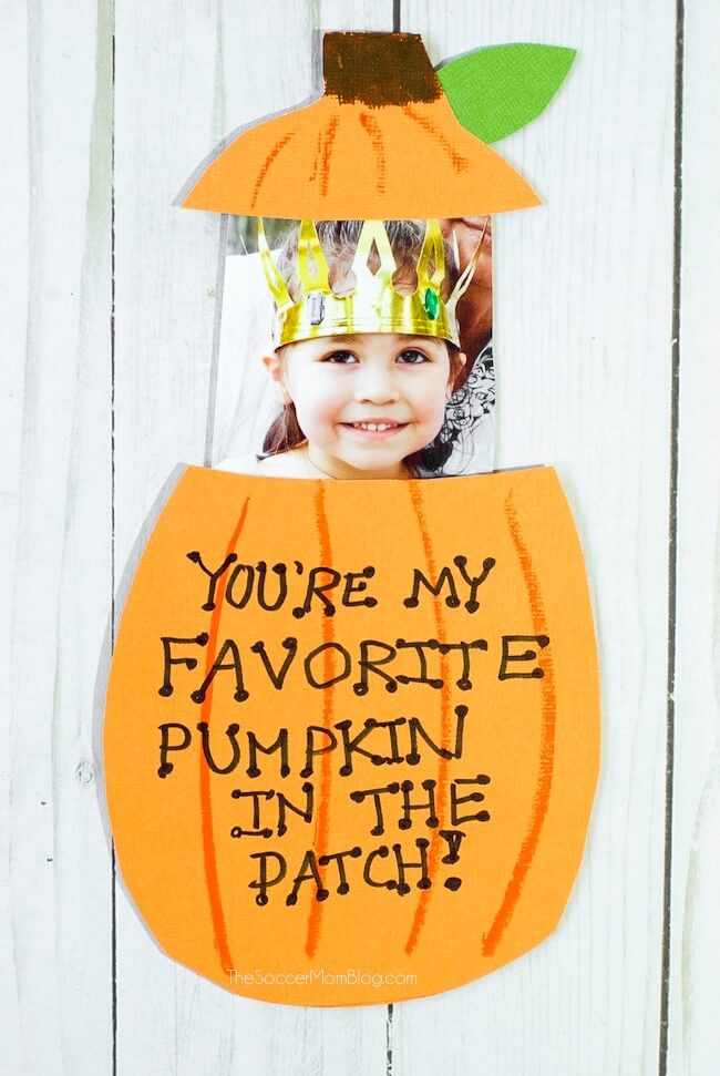 pop-up pumpkin card with child's photo inside